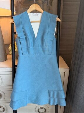 Sandro Light Blue V-Neck Sleeveless Mini Dress